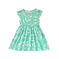 Toddler Girl Little Flying Sleeve Leaf Print Dress for 1 to 6 Years Dress Size 12 Kids