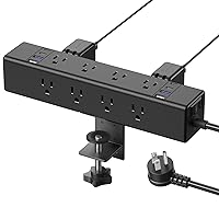 CCCEI Desk Outlet Station 45W USB C Port. 12 Outlet Desktop Clamp Power Strip Surge Protector 4800J with Switch. Nightstand Office Standing Desk Accessories, Fit Thicker Table Edge or Screw Mount, 6FT