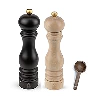 Paris u'Select Salt & Pepper Mill, Inch, Chocolate/Natural - With Wooden Spice Scoop (9 Inch)