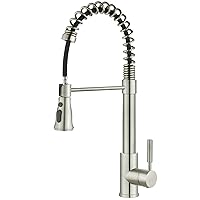 Single Handle Kitchen Pull Down Faucet with Sparyer Fit For 1 & 3 Hole With Three Working Modes Stream, Spray & Pause Brushed Nickel (SK5001NY)