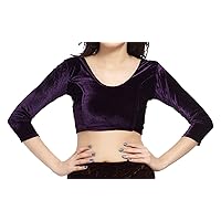 Readymade Indian Ethnic Velvet Blouse Tunic Top Bollywood Saree Blouse for Women Choli Purple