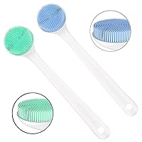 2 Pack Silcone Back Brush with Long Handle (Green+Blue)
