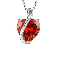 YL Heart Necklace for Women 925 Sterling Silver I love you forever Pendant 12 Birthstone Cubic Zirconia Necklace Jewellery Gifts for Wife Mum Girlfriend Her