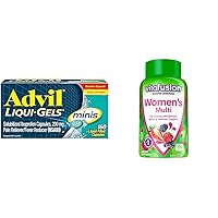 Advil Liqui-Gels Minis 160 Capsules Pain Reliever with Vitafusion Women's Multivitamin Gummies, Berry Flavored 150 Count