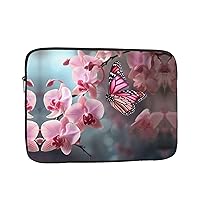 Laptop Sleeve for Women Orchid Flower Butterfly Print Slim Laptop Case Cover Notebook Carrying Case Shockproof Protective Notebook Case 12 Inch