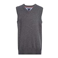 Tommy Hilfiger Little Boys Sleeveless V-Neck Sweater Vest, Kids School Uniform Clothes, Pullover, Medium Grey Heather, 4