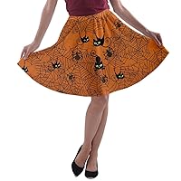 CowCow Womens Flared Skirt Flame Hell Fire Seamless Halloween Costume A-line Skater Skirt, XS-5XL