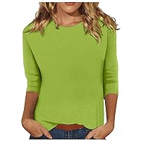 Womens Tops Dressy Casual Spring 2024 3/4 Length Sleeve Tops Oversized Loose Fit Boho Basic Tunic Tops