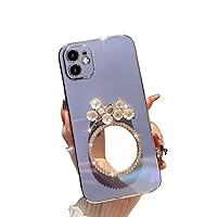 3D Flower Bird Soft TPU Bling Phone Case with Shiny Bezel Makeup Mirror for Samsung Galaxy Note 20 10 9 8 Ultra Pro Plus Back Cover, Personality Anti-Drop Bumper(Blue,Note 20 Ultra)