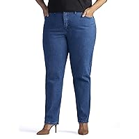 Lee Women's Plus Size Relaxed Fit Side Elastic Tapered Leg Jean