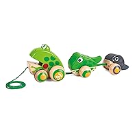 Hape Pull Along Frog Family with Anti-Rollover Wheels, Toddler Push and Pull Toys