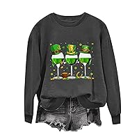 Ceboyel Women Shamrocks Irish Crewneck Sweatshirt Funny Saint Patricks Day Shirts Long Sleeve Pullover Gifts Clothing Outfits