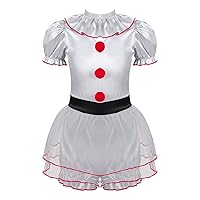 TiaoBug Kids Crazy Clown Halloween Costumes Girls Scary Circus Clown CostumeS Creeper Clown Fancy Dress Up Outfits