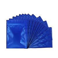 Mylar Bags - 100 Pack 4 x 6 Inch Resealable Smell Proof Bags Foil Pouch Flat Bag with Clear Window Blue