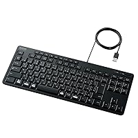 Elecom TK-FCM113SKBK Wired Keyboard, Silent Design, Numeric Keypadless, Antibacterial, Black
