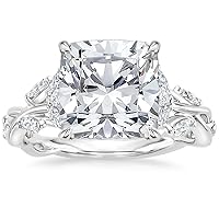 3 CT Cushion Moissanite Engagement Ring Wedding Eternity Band Vintage Solitaire Antique 4-Prong -Setting Setting Silver Jewelry Anniversary Promise Vintage Ring Gift for Her