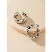 Earrings for Women- Metal Hoop Earrings Birthday Valentine's Day (Color : Silver)