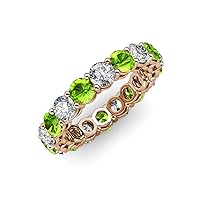 Peridot and Lab Grown Diamond 3 7/8 ctw Womens Eternity Ring Stackable 14K Gold