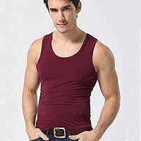 NA Men's Round Neck Tank top Sports Wide Back Tank top Tight Solid Color Men's Tank top XXXL Wine red