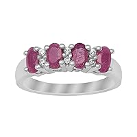 1 Ctw Red Ruby 925 Sterling Silver Eternity Classic Ring