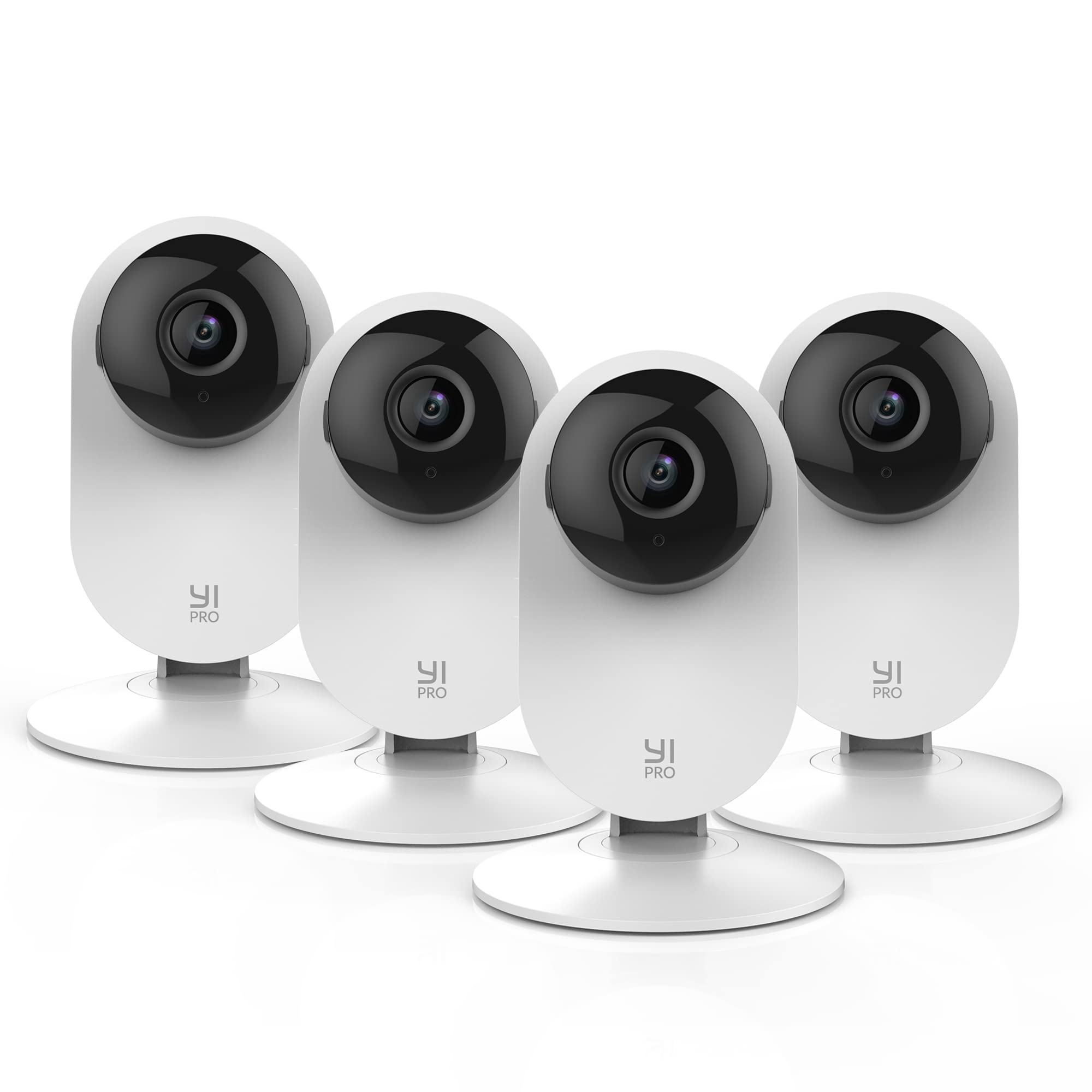 YI Pro 2K 4PC Home Security Camera, 2.4Ghz Indoor Camera with Person, Vehicle, Animal Detection, Phone App for Baby, Pet, Dog Monitoring, Compatible with Alexa and Google Assistant