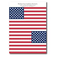 Reflective Left- & Right-Facing American Flag Decals by ColorSurge | for Helmets, Bikes, Wheelchairs, Bumpers, & Windows | Weatherproof & UV Resistant | Indoor & Outdoor Use | Large | Two 6” x 3.6”