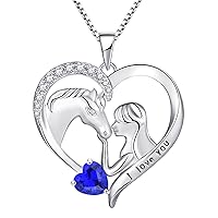 YL Horse Necklace 925 Sterling Silver Engraving I Love You Horse Heart Pendant Jewellery for Women Girlfriend