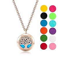 Wild Essentials Rose Gold Tree of Life Essential Oil Diffuser Necklace Gift Set - Includes Aromatherapy Pendant, 24