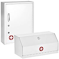 AdirMed Locking Drug Cabinet (White) Medicine Cabinet with Pull-Out Shelf & Document Pocket (White) Bundle