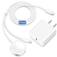 for Apple Watch Charger USB C, Braided 2-in-1 iPhone and iWatch Wireless Magnetic Fast Charging Cable 6FT and 20W PD USB-C Charger Block for Apple Watch Series Ultra/SE/8/7/6/5/4/3/2, iPhone 14/13/12