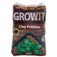 GROW!T GMC40l - 4mm-16mm Clay Pebbles, Brown, (40 Liter Bag) - Made from 100% Natural Clay, Can be used for Drainage, Decoration, Aquaponics, Hydroponics and Other Gardening Essentials