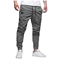 Men's Pants Casual,Oversize Baggy Pant Slim Drawstring Stretch Elastic Waist Solid Trousers with Pocket