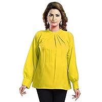 Women's Top Tunic Party Wear Yellow Color Plus Size