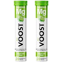 VOOST, Magnesium, Supports Bone Health and Muscle Health, Effervescent Vitamin Drink Tablet, No Sugar + Low Calorie Vitamin Supplement Blend, Lemon Lime Flavor, 40 Count