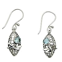 NOVICA Handmade .925 Sterling Silver Blue Topaz Dangle Earrings Dragonfly Theme Crafted from Indonesia Animal Themed Birthstone [1.4 in L x 0.4 in W x 0.2 in D] 'Kintamani Dragonfly in Blue'
