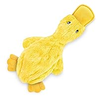 Crinkle Dog Toy for Small, Medium, and Large Breeds, Cute No Stuffing Duck with Soft Squeaker, Fun for Indoor Puppies and Senior Pups, Plush No Mess Chew and Play, Large, Yellow