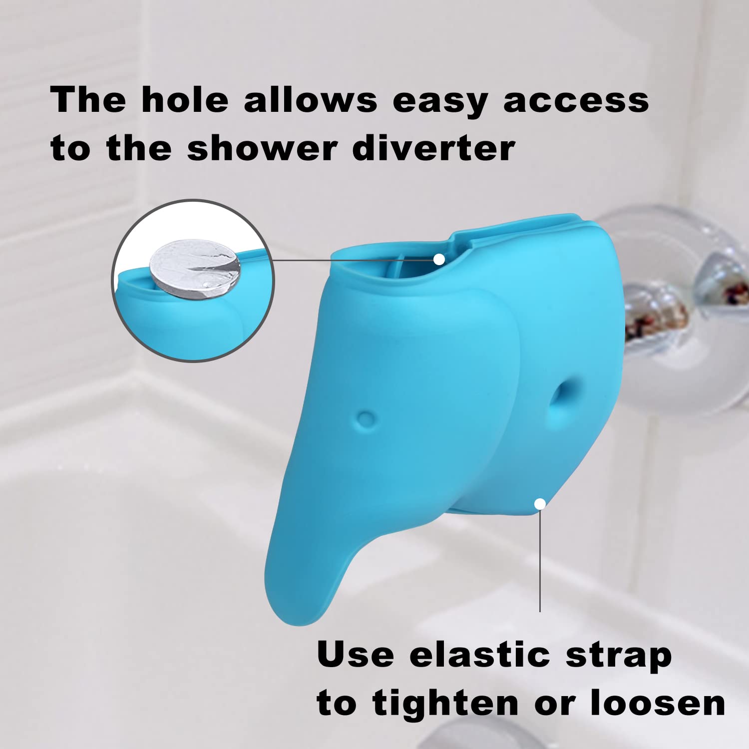 Bath Spout Cover - Faucet Cover Baby - Tub Spout Cover Bathtub Faucet Cover for Kids -Tub Faucet Protector for Baby - Silicone Spout Cover Blue Elephant - Kids Bathroom Accessories - Free Bathtub Toys