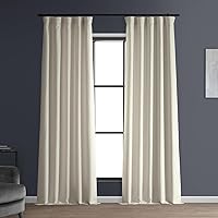 HPD Half Price Drapes Italian Faux Linen Curtains 120 Inches Long Room Darkening Curtains for Bedroom and Living Room 50 X 120, (1 Panel), Parchment Cream