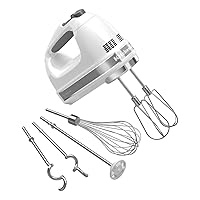 KitchenAid 9-Speed Digital Hand Mixer with Turbo Beater II Accessories and Pro Whisk - White