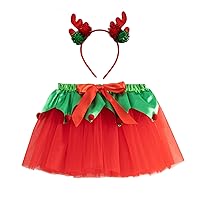 iiniim Toddler Girls Christmas Tutu Skirt with Headband Costume Set Holiday Party Dress up