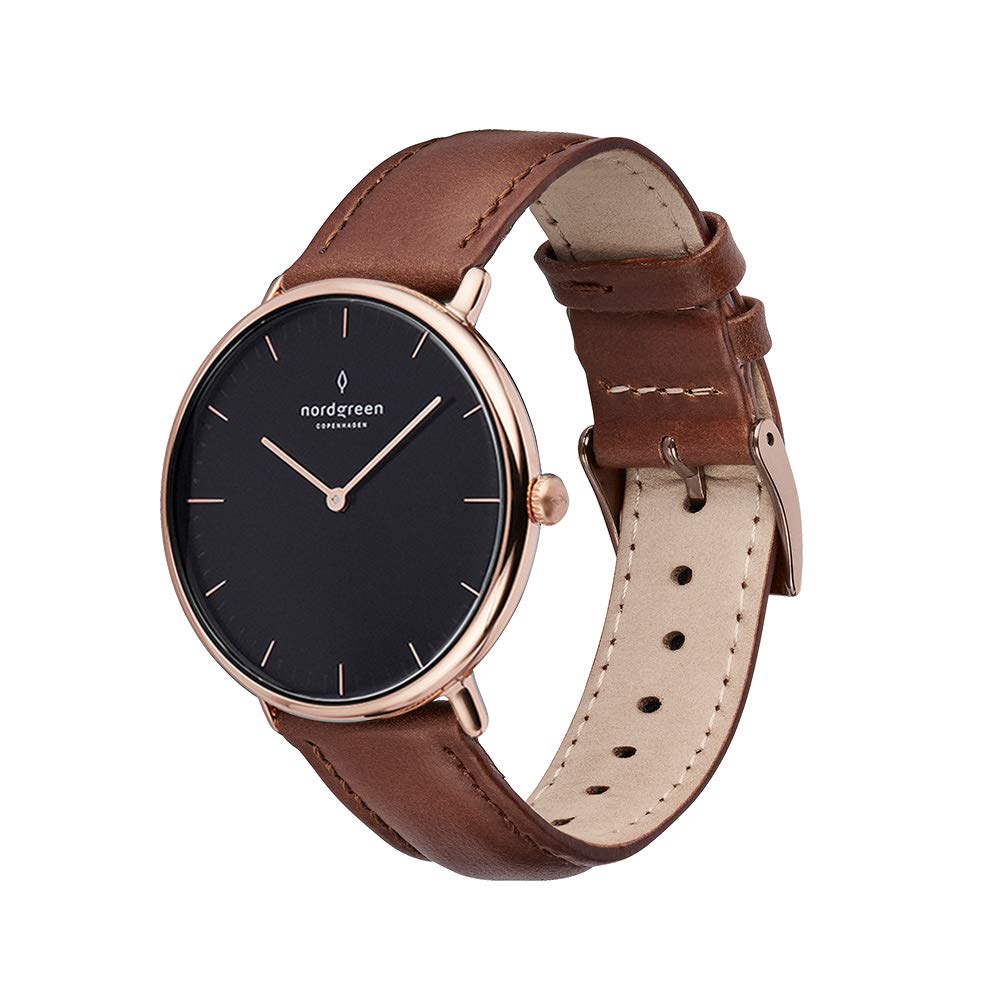 Nordgreen Native Scandinavian Rose Gold Watch with Black Dial and Interchangeable Straps