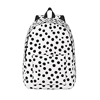 Black And White Dots Print Pattern Backpack Lightweight Casual Backpack Multipurpose Canvas Backpack With Laptop Compartmen