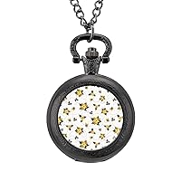 Poinsettia Flowers Pocket Watch with Chain Vintage Pocket Watches Pendant Necklace Birthday Xmas