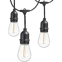 Newhouse Lighting Outdoor String Lights with Hanging Sockets Weatherproof Technology Heavy Duty 48-foot Cord 18 Lights Bulbs Included (1 Free Replacement), Black