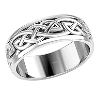 And Gems Men's 925 Sterling Silver Irish Celtic Knot Wedding Spinner Ring Band