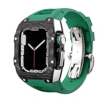 Protector for Apple Watch Series 8, 45mm Luxury Metal Modified Shell Carbon Fiber Titanium Accessories for IWatch 8 7 6 5 4 SE Series (Color : S-Green, Size : 44MM for 6/5/4/SE)