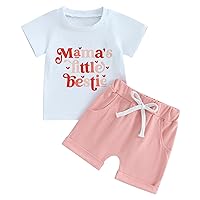 Baby Boy Girl Summer Clothes Short Sleeve T-shirt Letter Tops Elastic Waist Shorts Sets 2Pcs Cute Toddler Outfit