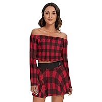 Branded Women's Plaid Blouse With Pleated Placket