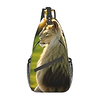Lion Print Cross Chest Bag Diagonally,Sling Backpack Fashion Travel Hiking Daypack Crossbody Shoulder Bag For Men Women