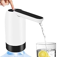 Portable Water Bottle Pump, Universal Bottle Electric Water Dispenser with Switch and USB Charging, for Camping, Kitchen, Workshop, Garage (White)